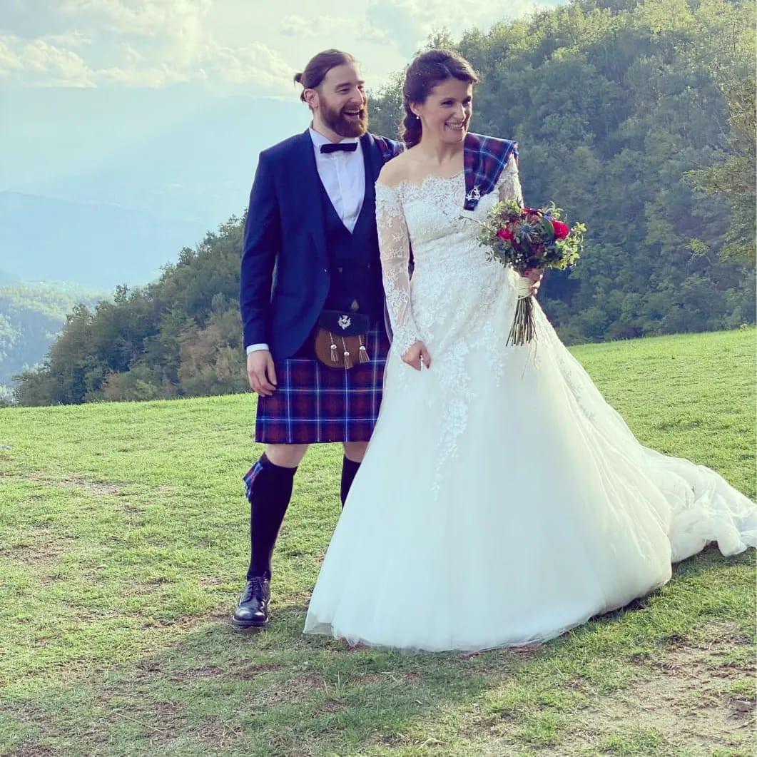 A groom in a Scottish style suit