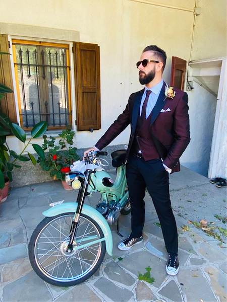 Alternative and charming wedding dress for an eclectic groom