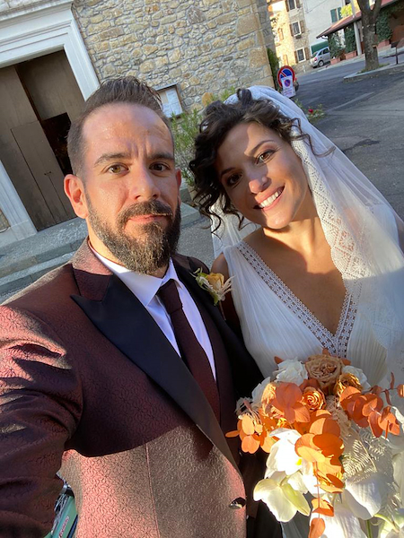 Alternative and charming wedding dress for an eclectic groom