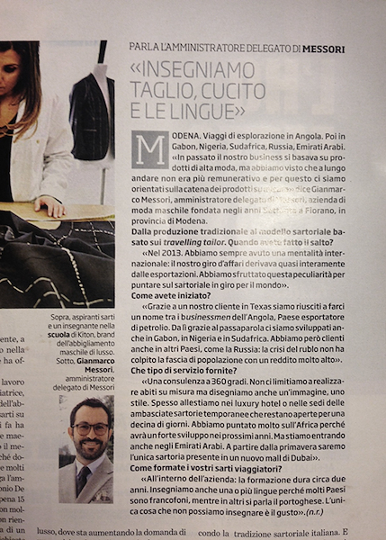 Articolo sulla Maison Messori su Il Venerdì di Repubblica