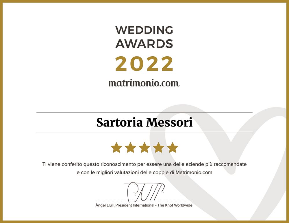 Le coppie hanno indicato Sartoria Messori tra i migliori  professionisti dei matrimoni in Italia