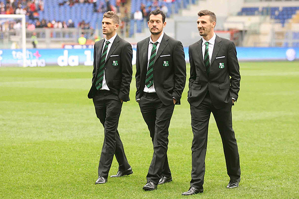 The football player of Sassuolo Calcio wears Messori Menswear Collection.