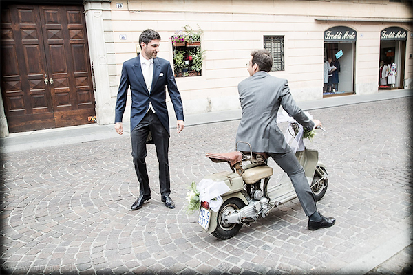 Tight su misura per sposo in lana seta